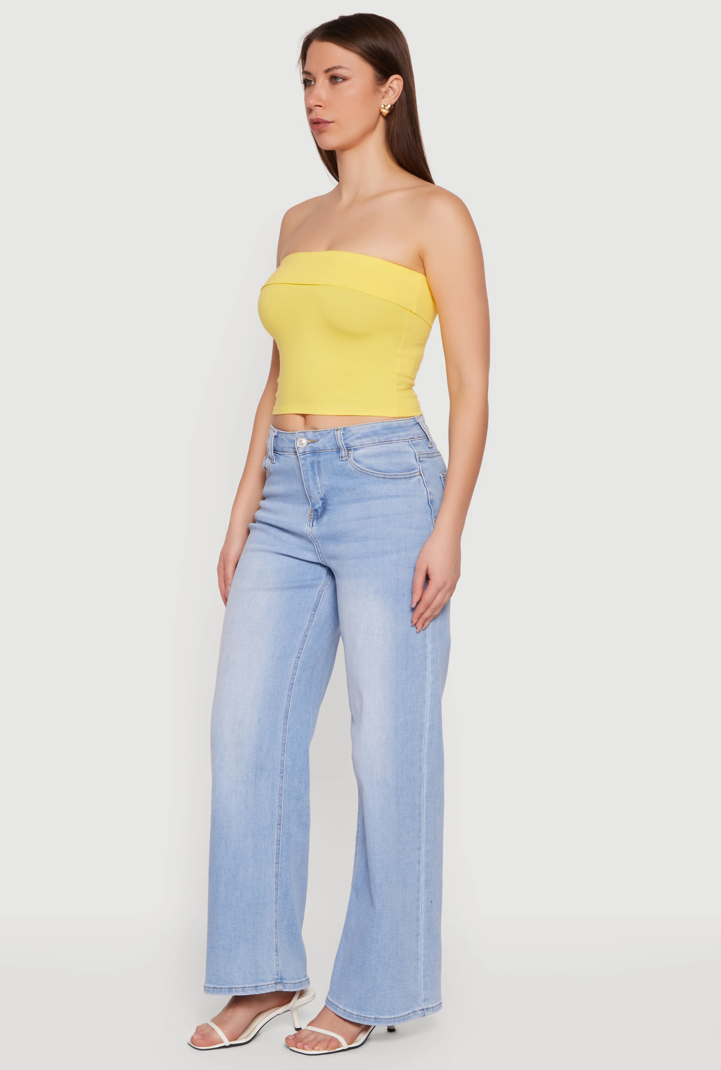 Cropped Fold Over Tube Top - Image 3