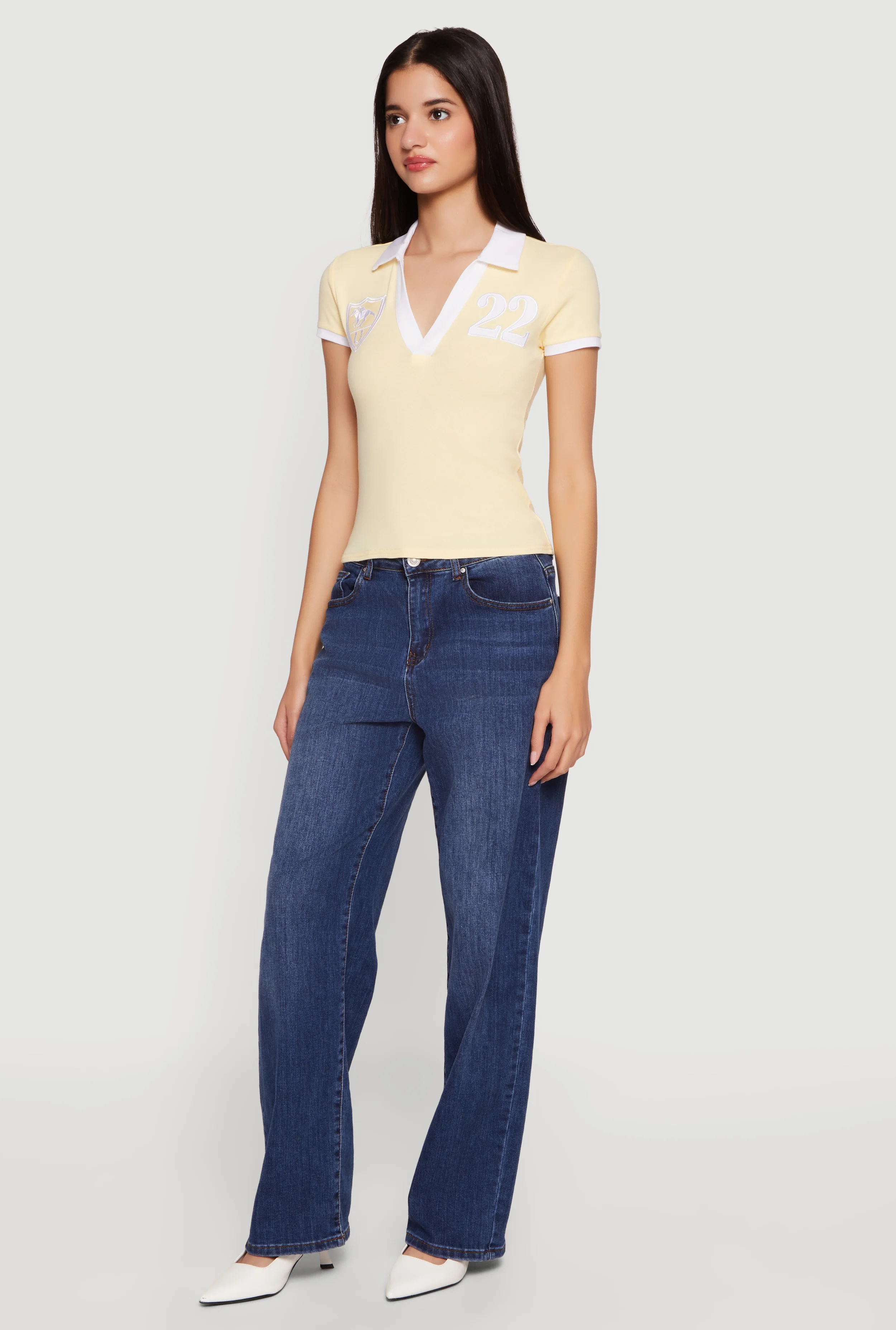 Embroidered 22 Graphic Short Sleeve Polo Top - Image 3