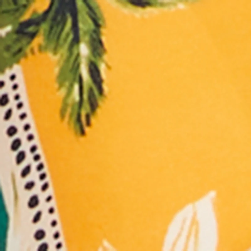 Tropical Border Print Smocked Tiered Ruffle Halter Dress - Image 4