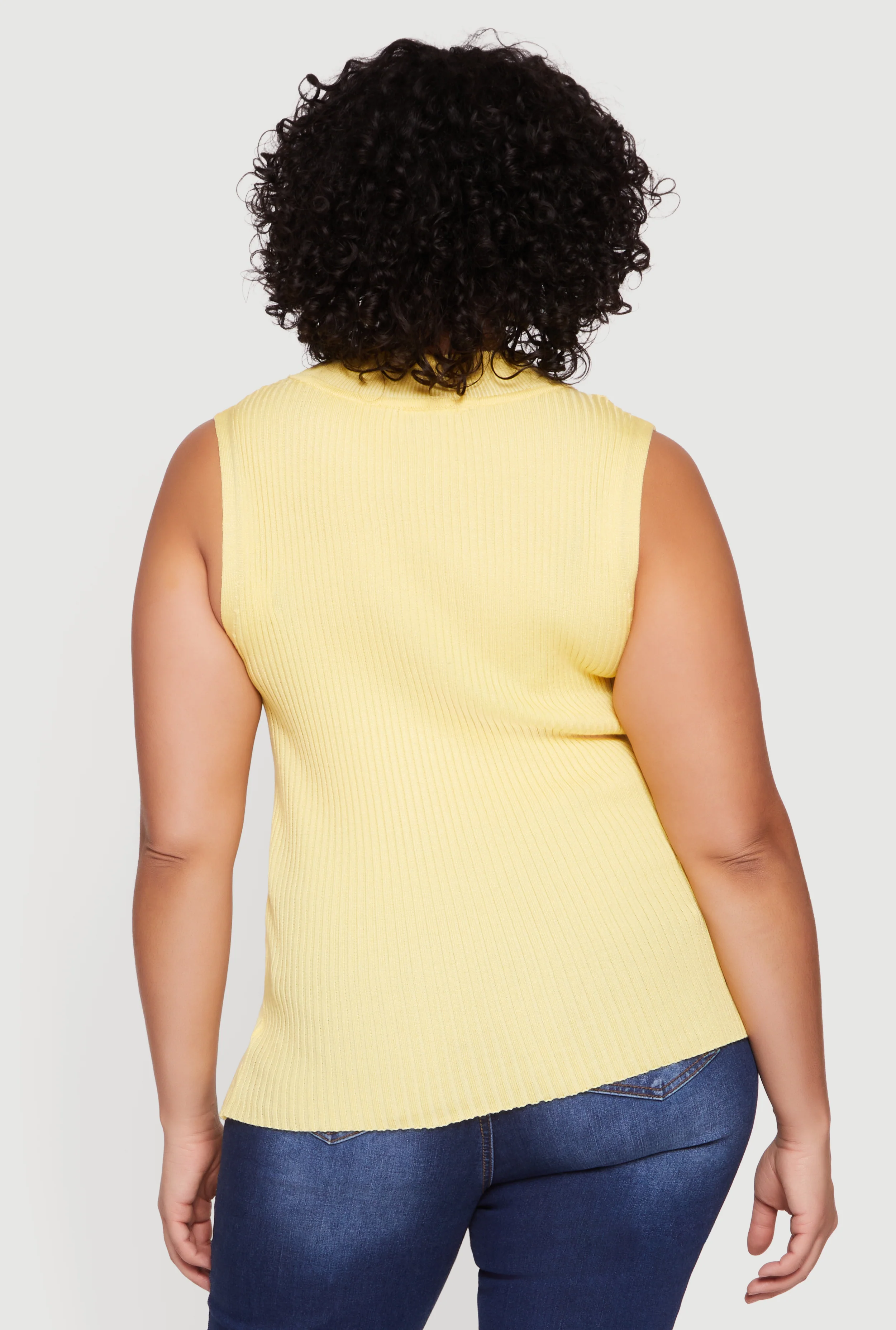 Plus Size Rib Knit Mock Neck Sleeveless Sweater - Image 5