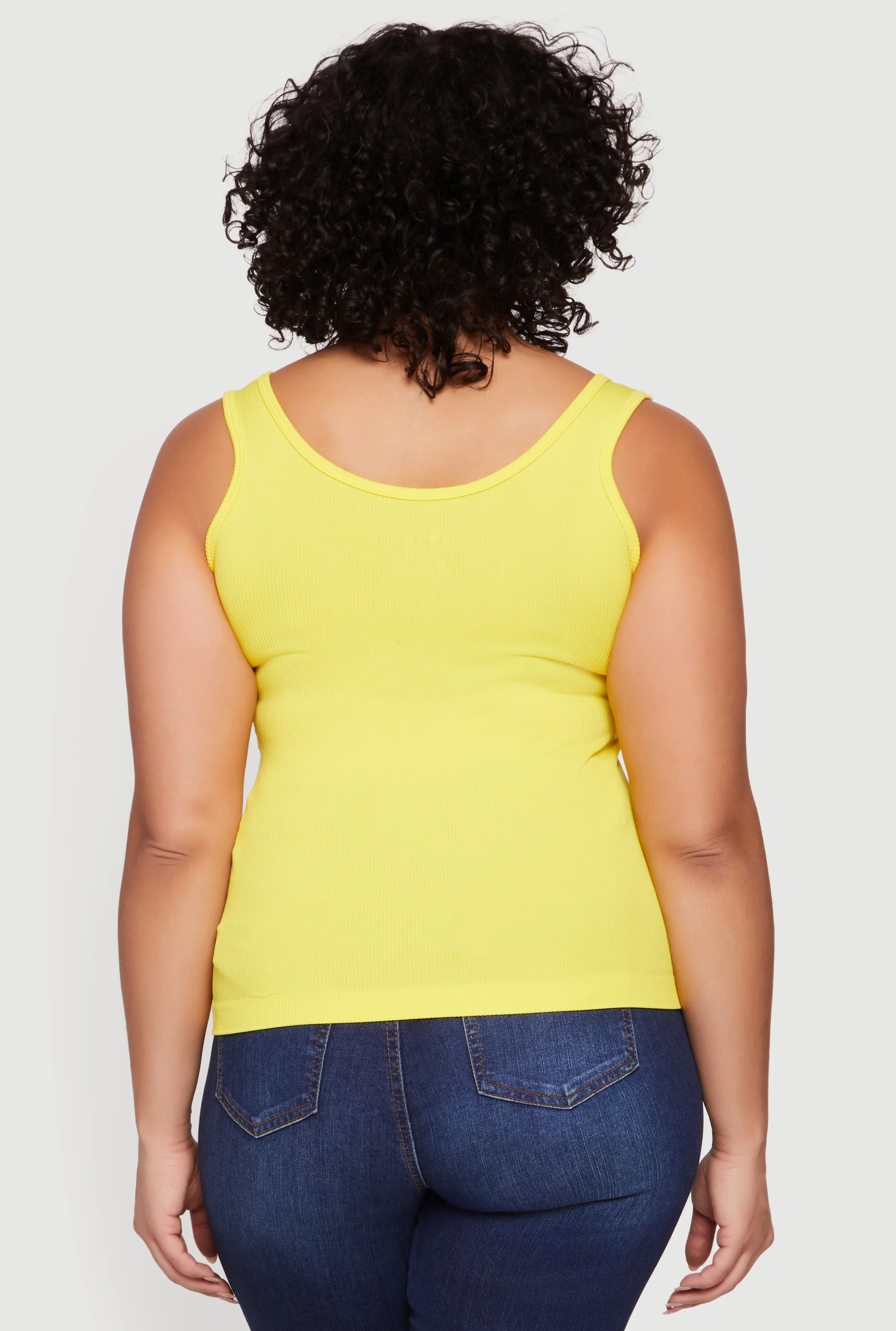 Plus Size Rib Knit Notch Neck Tank Top - Image 5