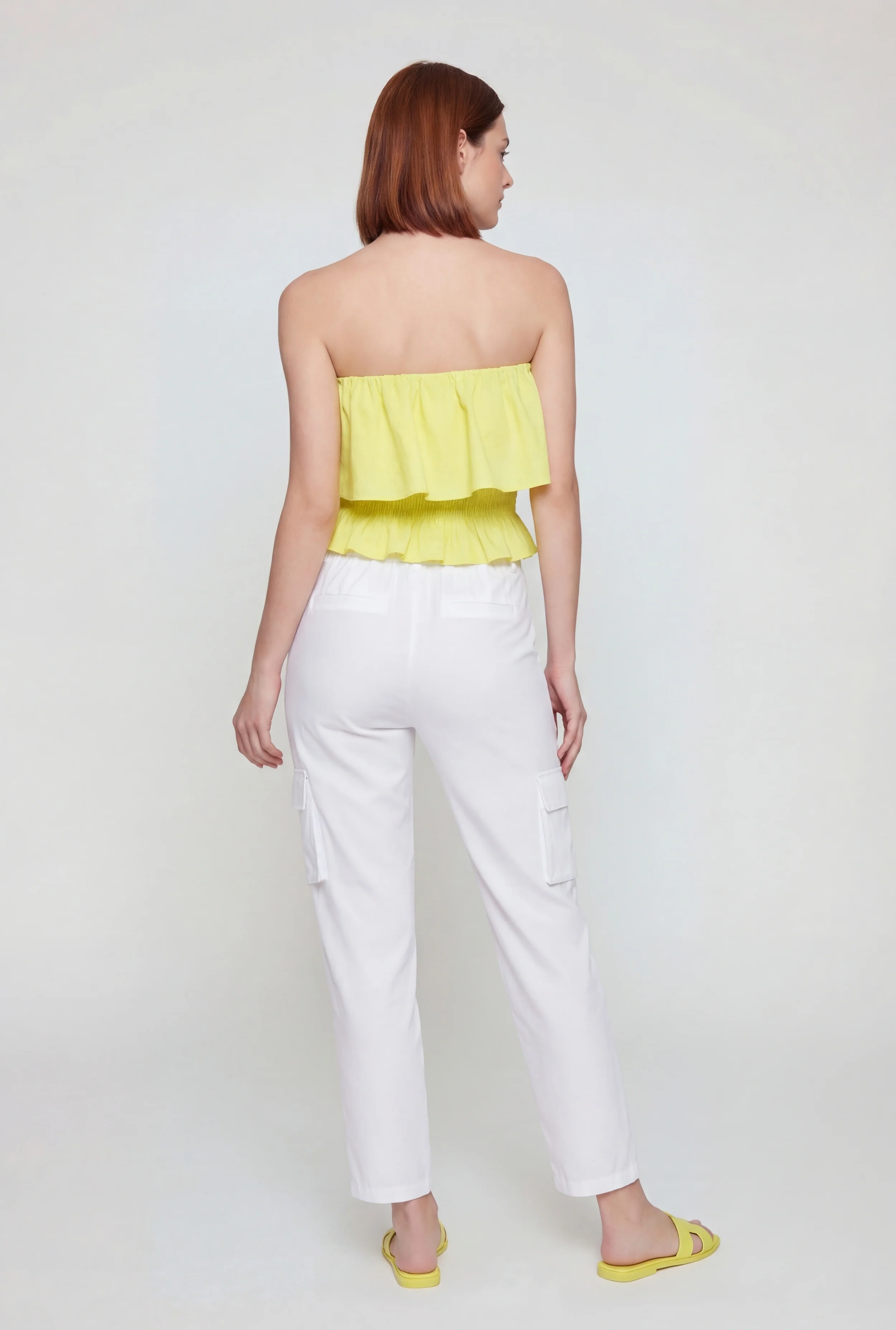 Ruffle Trim Smocked Crop Top - Image 5