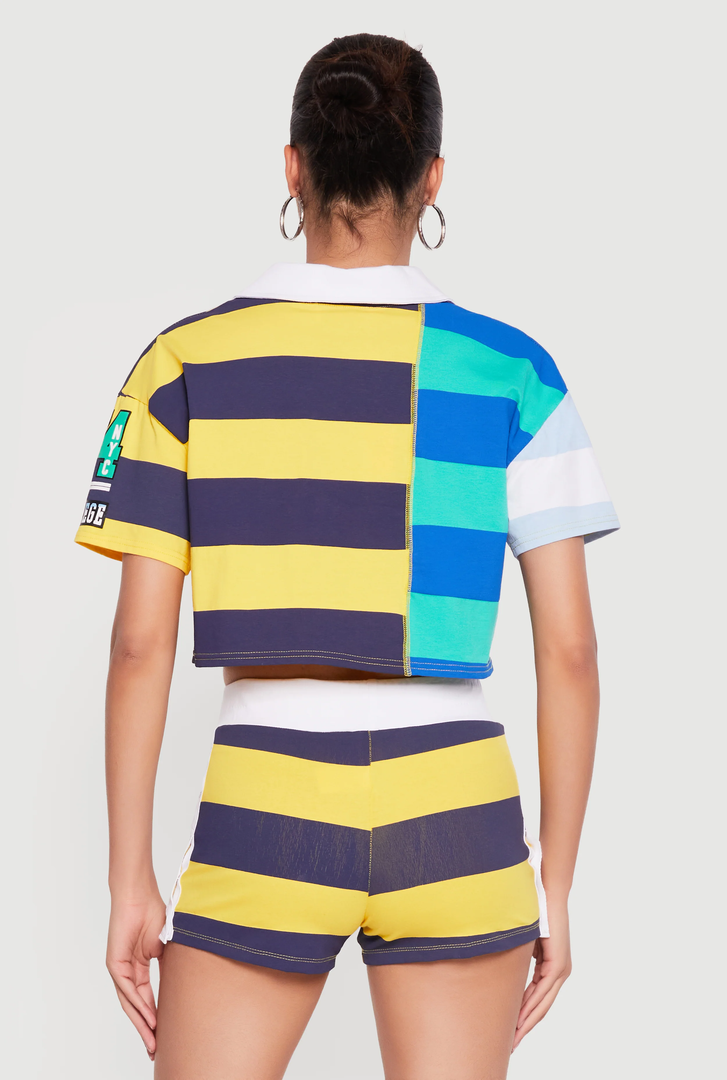 Striped Graphic Cropped Polo Top - Image 5